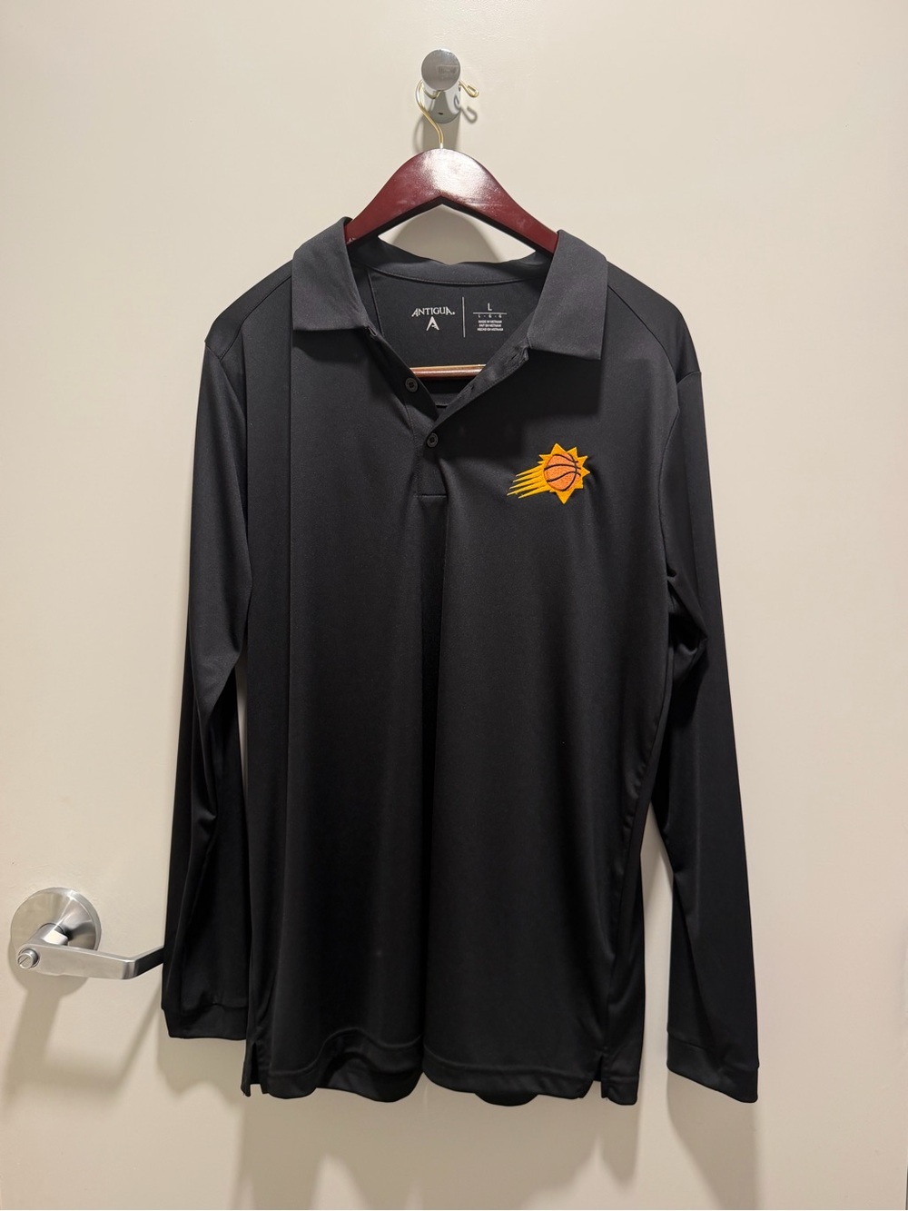 Antigua Black Long-Sleeve Polo Phoenix Suns